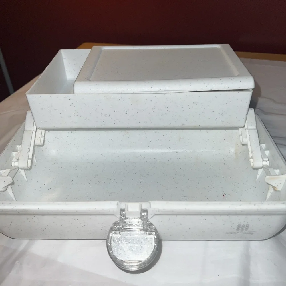 Caboodles Make Up Case Ulta Beauty Edition Aqua White Glitter Storage W/ Mirror